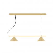 Montclair Light Works CHBX445-17-C26-L12 - 2-Light Linear Axis LED Chandelier with Ivory Fabric Cord, Ivory