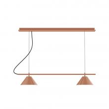 Montclair Light Works CHBX445-19-C02-L12 - 2-Light Linear Axis LED Chandelier with Black Fabric Cord, Terracotta