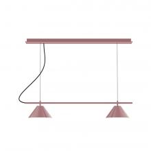 Montclair Light Works CHBX445-20-C23-L12 - 2-Light Linear Axis LED Chandelier with Red and White Zigzag Fabric Cord, Mauve