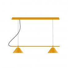 Montclair Light Works CHBX445-21-C27-L12 - 2-Light Linear Axis LED Chandelier with Neutral Argyle Fabric Cord, Bright Yellow