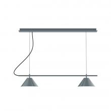 Montclair Light Works CHBX445-40-C27-L12 - 2-Light Linear Axis LED Chandelier with Neutral Argyle Fabric Cord, Slate Gray