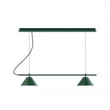 Montclair Light Works CHBX445-42-C24-L12 - 2-Light Linear Axis LED Chandelier with Cool Tweed Fabric Cord, Forest Green