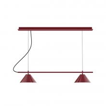 Montclair Light Works CHBX445-55-C24-L12 - 2-Light Linear Axis LED Chandelier with Cool Tweed Fabric Cord, Barn Red