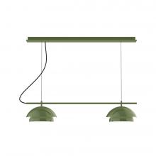 Montclair Light Works CHEX445-22-C12-L12 - 2-Light Linear Axis LED Chandelier with Gray Fabric Cord, Fern Green