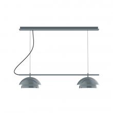 Montclair Light Works CHEX445-40-C02-L12 - 2-Light Linear Axis LED Chandelier with Black Fabric Cord, Slate Gray