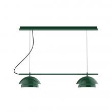 Montclair Light Works CHEX445-42-C12-L12 - 2-Light Linear Axis LED Chandelier with Gray Fabric Cord, Forest Green