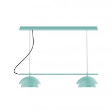 Montclair Light Works CHEX445-48-C24-L12 - 2-Light Linear Axis LED Chandelier with Cool Tweed Fabric Cord, Sea Green