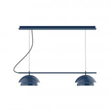 Montclair Light Works CHEX445-50-C20-L12 - 2-Light Linear Axis LED Chandelier with White Fabric Cord, Navy