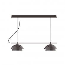 Montclair Light Works CHEX445-51-C02-L12 - 2-Light Linear Axis LED Chandelier with Black Fabric Cord, Architectural Bronze