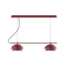 Montclair Light Works CHEX445-55-C16-L12 - 2-Light Linear Axis LED Chandelier with Navy Mini Tweed Fabric Cord, Barn Red