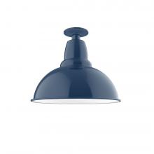 Montclair Light Works FMB107-50-W14-L13 - 14" Cafe LED Flush Mount Light with wire grill in Navy