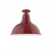 Montclair Light Works FMB107-55-W14-L13 - 14" Cafe LED Flush Mount Light with wire grill in Barn Red