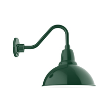 Montclair Light Works GNV106-42 - 12" Cafe shade, Gooseneck wall mount, Forest Green