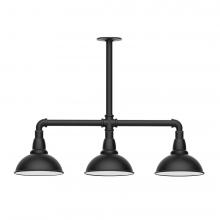 Montclair Light Works MSK105-41-L10 - 8" Cafe shade, 3-light LED Stem Hung Pendant, Black