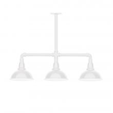 Montclair Light Works MSK105-44-L10 - 8" Cafe shade, 3-light LED Stem Hung Pendant, White