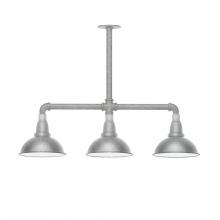 Montclair Light Works MSK105-49-L10 - 8" Cafe shade, 3-light LED Stem Hung Pendant Painted Galvanized