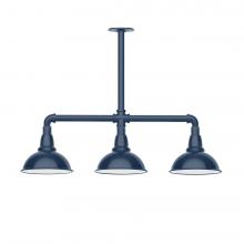 Montclair Light Works MSK105-50-L10 - 8" Cafe shade, 3-light LED Stem Hung Pendant, Navy