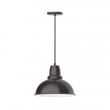 Montclair Light Works PEB107-51-L13 - 14" Cafe shade, LED Pendant with black cord and canopy, Architectural Bronze