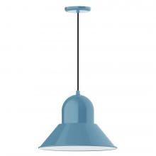 Montclair Light Works PEB125-54-C20-L13 - 16" Prima shade, LED Pendant with white solid fabric cord and canopy, Light Blue