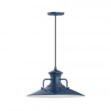 Montclair Light Works PEB143-50-C12-L13 - 18" Homestead shade, LED Pendant with gray solid fabric cord and canopy, Navy