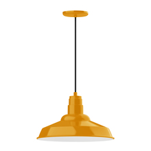 Montclair Light Works PEB184-21-C21 - 16" Warehouse shade, pendant with white cord and canopy, Bright Yellow