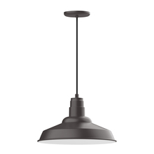 Montclair Light Works PEB184-57-C21 - 16" Warehouse shade, pendant with white cord and canopy, Bronze Matte