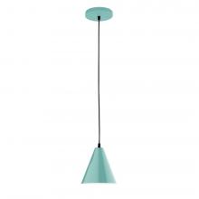 Montclair Light Works PEB420-48-C02-L10 - 8" J-Series shade, black solid fabric cord with canopy, Sea Green