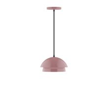 Montclair Light Works PEBX445-20-C01-L10 - 10" Nest LED Pendant, brown and ivory houndstooth fabric cord with canopy, Mauve