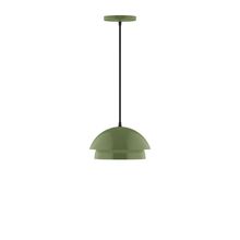 Montclair Light Works PEBX445-22-C22-L10 - 10" Nest LED Pendant, white and gray dot fabric cord with canopy, Fern Green