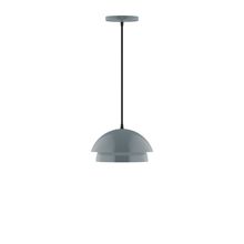 Montclair Light Works PEBX445-40-C01-L10 - 10" Nest LED Pendant, brown and ivory houndstooth fabric cord with canopy, Slate Gray