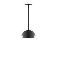 Montclair Light Works PEBX445-41-C22-L10 - 10" Nest LED Pendant, white and gray dot fabric cord with canopy, Black