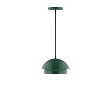 Montclair Light Works PEBX445-42-C22-L10 - 10" Nest LED Pendant, white and gray dot fabric cord with canopy, Forest Green