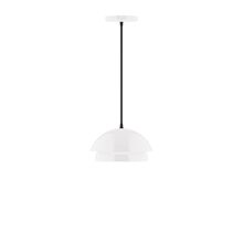 Montclair Light Works PEBX445-44-C04-L10 - 10" Nest LED Pendant, black and white houndstooth fabric cord with canopy, White