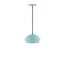 Montclair Light Works PEBX445-48-C24-L10 - 10" Nest LED Pendant, cool tweed fabric cord with canopy, Sea Green