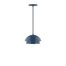 Montclair Light Works PEBX445-50-C22-L10 - 10" Nest LED Pendant, white and gray dot fabric cord with canopy, Navy