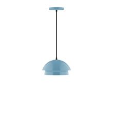 Montclair Light Works PEBX445-54-C22-L10 - 10" Nest LED Pendant, white and gray dot fabric cord with canopy, Light Blue