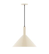 Montclair Light Works PEBX467-16-C26-L13 - 18" Stack Cone LED Pendant, ivory fabric cord with canopy, Cream