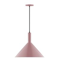 Montclair Light Works PEBX467-20-C27-L13 - 18" Stack Cone LED Pendant, neutral argyle fabric cord with canopy, Mauve