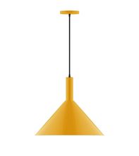 Montclair Light Works PEBX467-21-C24-L13 - 18" Stack Cone LED Pendant, cool tweed fabric cord with canopy, Bright Yellow