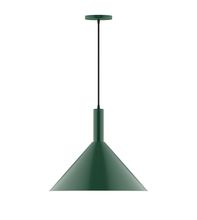 Montclair Light Works PEBX467-42-C04-L13 - 18" Stack Cone LED Pendant, black and white houndstooth fabric cord with canopy, Forest Green