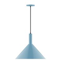 Montclair Light Works PEBX467-54-C24-L13 - 18" Stack Cone LED Pendant, cool tweed fabric cord with canopy, Light Blue