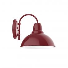 Montclair Light Works SCC106-55-G06 - 12" Cafe shade, wall mount sconce with Frosted Glass and guard, Barn Red