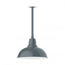 Montclair Light Works STB108-40-T36-L13 - 16" Cafe shade, stem mount LED Pendant with canopy, Slate Gray