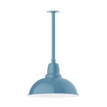 Montclair Light Works STB108-54-T30-L13 - 16" Cafe shade, stem mount LED Pendant with canopy, Light Blue