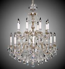 American Brass & Crystal CH9580-O-12G-PI - 8+8 Light Rosetta Chandelier