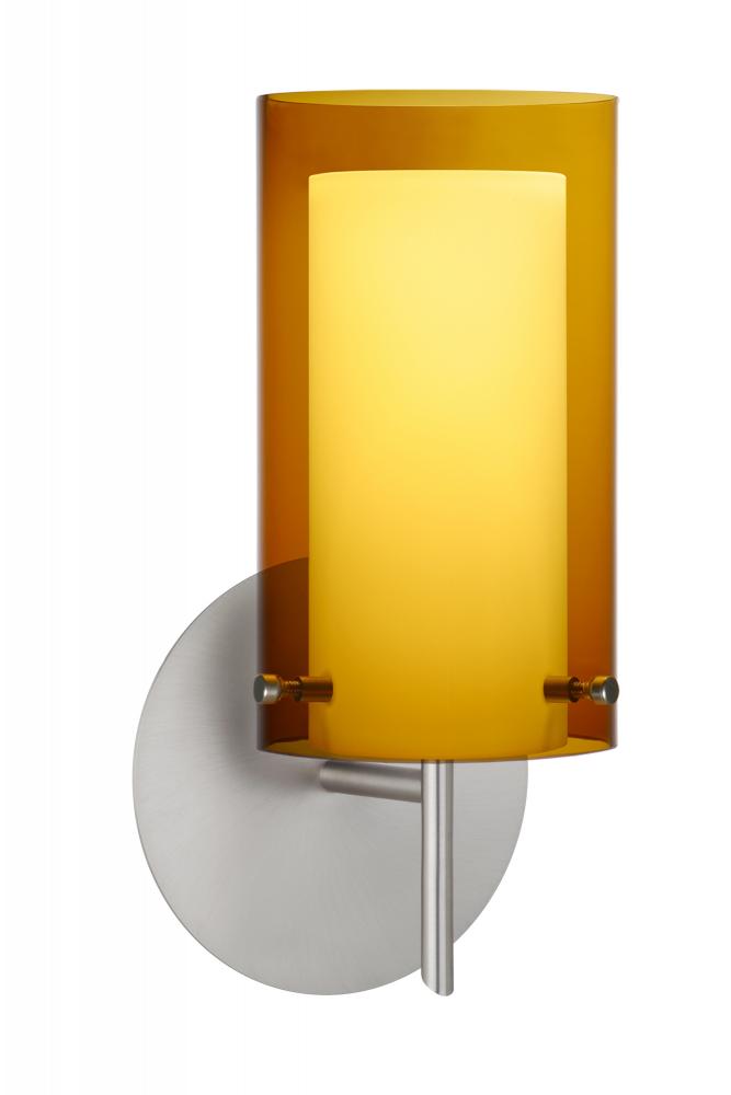 Besa Pahu 4 Wall 1SW Transparent Armagnac/Opal Satin Nickel 1x5W LED