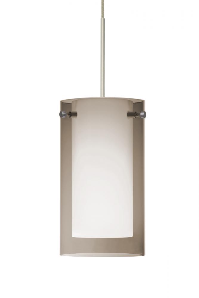 Besa Pendant Pahu 4 Satin Nickel Transparent Smoke/Opal 1x5W LED, 15Ft. Cord