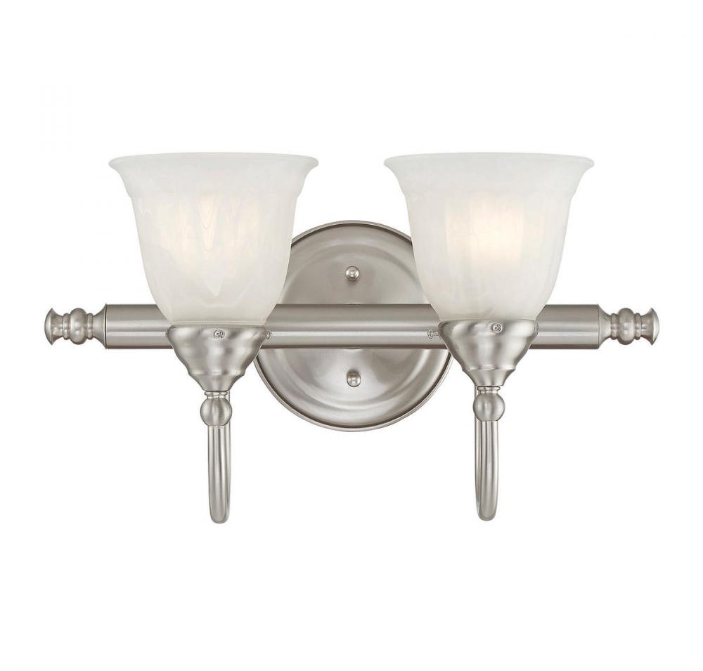 Brunswick 2-Light Bathroom Vanity Light in Satin Nickel