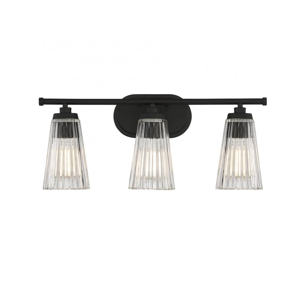 Chantilly 3-Light Bathroom Vanity Light in Matte Black