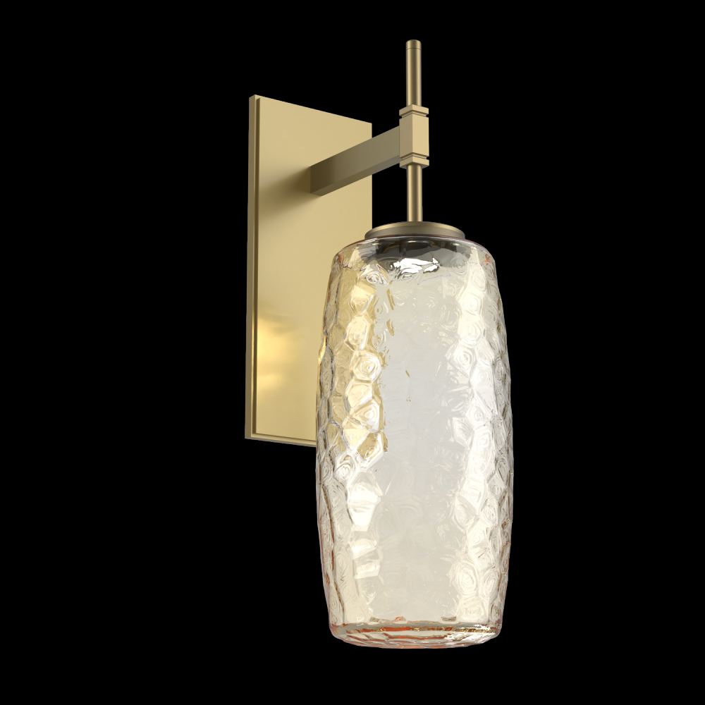 Vessel Tempo Sconce (Large)-Gilded Brass-Amber Blown Glass-LED 2700K